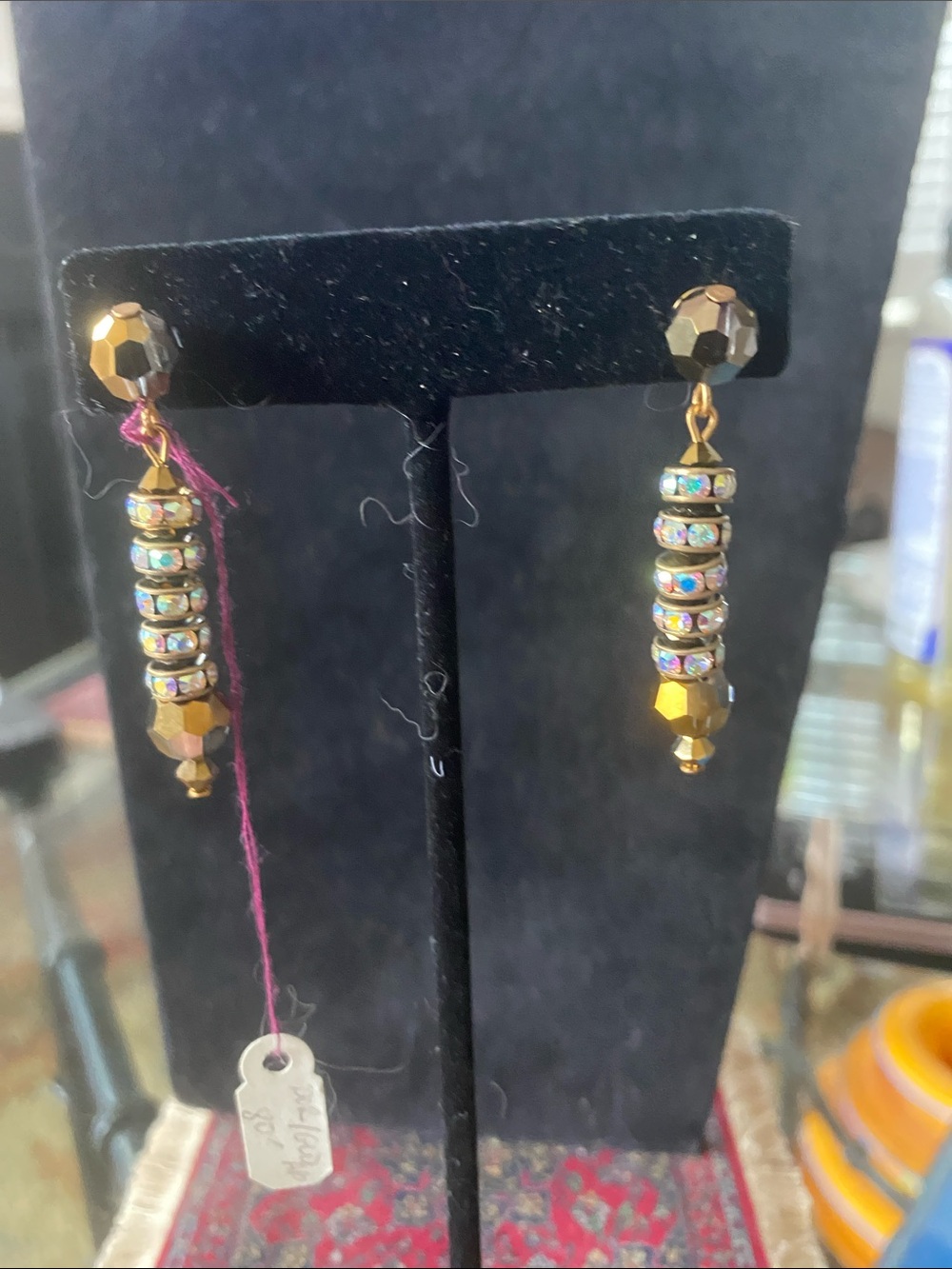 Gold Crystal Stack Drop Earrings - Women Jewelry